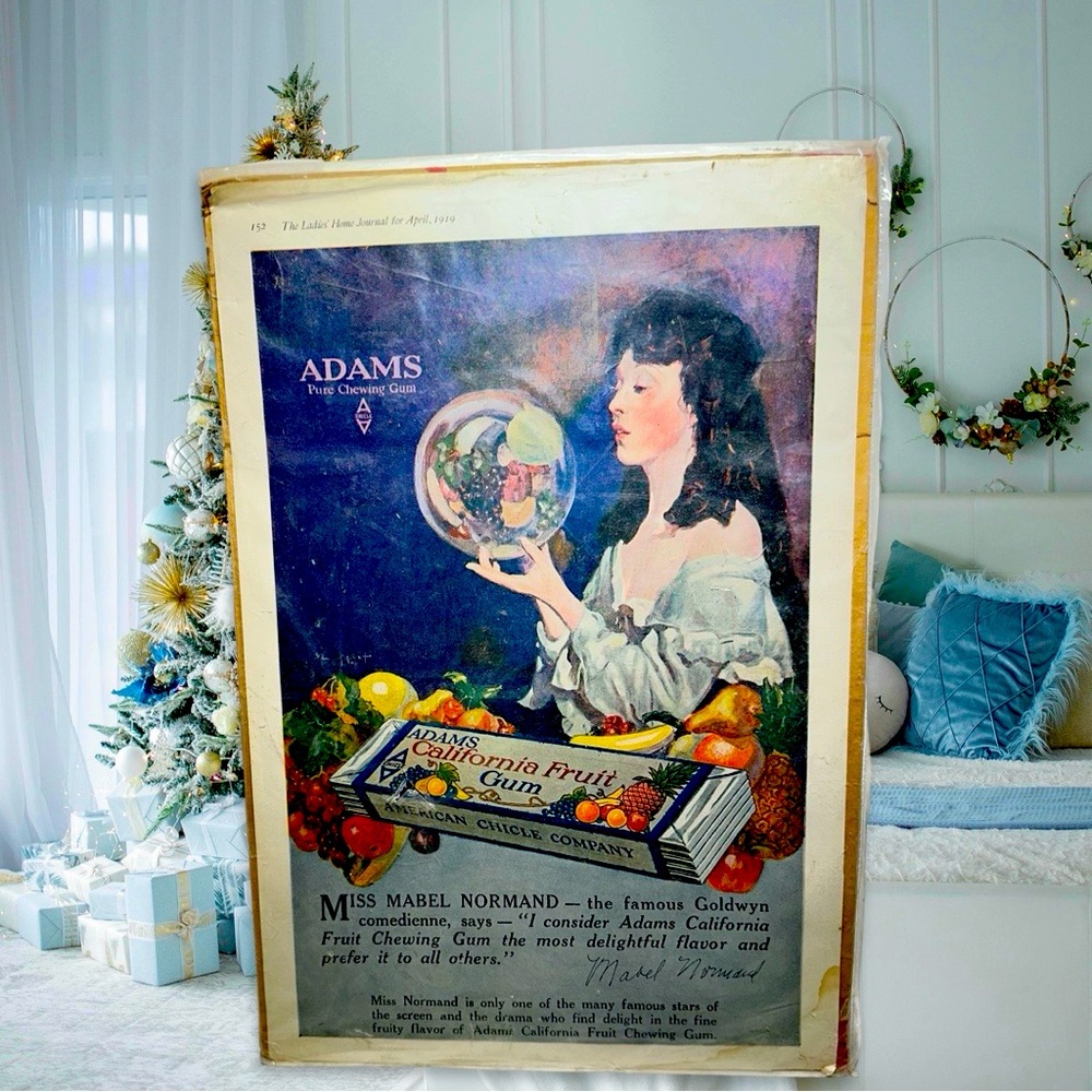 Vintage Adams Gum Advertising Ad from a old Magazine Ready to be Framed